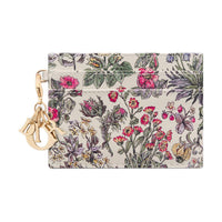 DIOR Lady Dior Calfskin Leather Card Holder Women's Latte