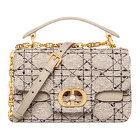 DIOR Cotton Shoulder Bag Crossbody Bag Handbag Small Size Women's Beige