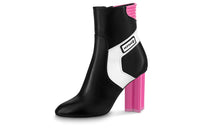 LOUIS VUITTON Silhouette Ankle Boots Women's Black White Pink