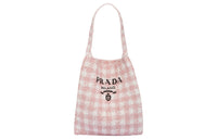 PRADA Wicker One Shoulder Handbags Large Size Women's Snow Pink