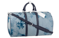 LOUIS VUITTON Keepall Bandouliere 50 Hickory Stripes Denim Watercolor