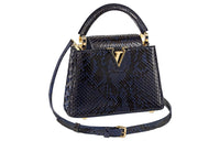 LOUIS VUITTON Capucines Python Skin Leather Capusin Shoulder Crossbody Handbag Mini Women's Dark Blue