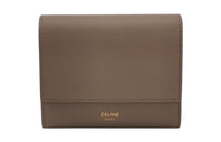 CELINE Grained Cow Leather Wallet Small Size Women's Earth Yellow
