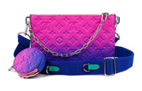 LOUIS VUITTON Trio Pouch Taurillon Illusion Blue/Pink