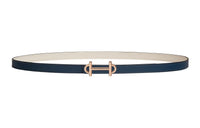 HERMES Double-Sided Gold Buckle Epsom Calfskin Double-Sided Leather Belt Women's Blue/White Width: 1.3cm