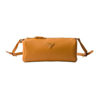 PRADA Leather Clutches Shoulder Bags Women's Amber