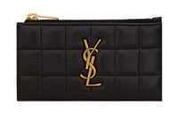 SAINT LAURENT CASSANDRE Lambskin Card Holder, Wallet Women's Black