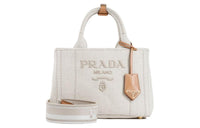 PRADA Cotton Crossbody One Shoulder Handbag Women's White