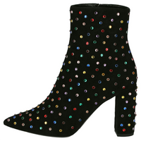 SAINT LAURENT Betty Embellished Ankle Boots Black Suede Women's