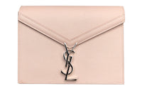 SAINT LAURENT Grain Leather Portable Crossbody Bag, Shoulder Bag Small Size Women's Pink