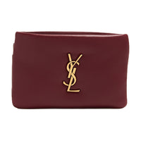 SAINT LAURENT Burgundy Leather Card Holder Regular Women's Red