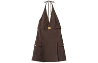 MIU MIU Sleeveless Dress Women's Brown