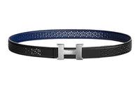 HERMES Elegance Silver Buckle Epsom Calfskin Double-Sided Leather Belt Women's Black Width: 2.4cm