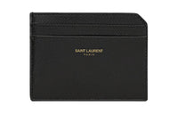 SAINT LAURENT Tanned Leather Card Holder Wallet Men's Black