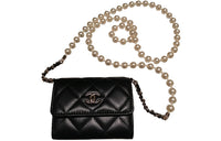 CHANEL Lambskin Crossbody Bag, Shoulder Bag, Coin Purse Mini Women's Black