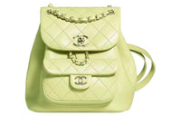 CHANEL Duma Cow Leather Backpack Small Size Women's Light Yellow