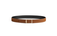 HERMES Double-Sided Design Smooth Buckle Leather Belts Men's Brown Width: 3.2CM