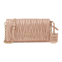 MIU MIU Leather Crossbody Bag Shoulder Bag Women's Khaki