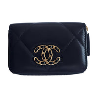 CHANEL Lambskin Wallet Small Size Women's Black