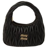 MIU MIU Wander Series Lambskin Crescent Bag Handbag Trumpets Women's Black