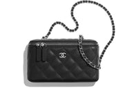 CHANEL Grained Calfskin Square Box Bag Crossbody Bag Women's Black