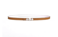 HERMES Double Sided Smooth Buckle Design Leather Belts Women's Brown Width 1.3CM