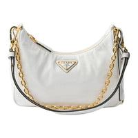 PRADA Re Edition Naplak Patent Leather Handbag, Shoulder Bag Mini Women's White