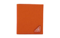 PRADA Saffiano Leather Wallet Unisex Papaya