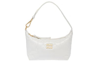 MIU MIU Spirit Patent Leather Handbag Shoulder Bag Women's White