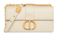 DIOR 30 Montaigne Smooth Cow Leather Handheld Shoulder Bag Crossbody Bag Small Size Women's Milk White