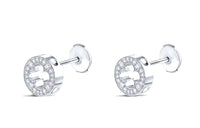 LOUIS VUITTON 18K White Gold Diamonds Stud Earrings Women's Silver