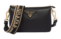 PRADA Leather Crossbody Bag Shoulder Bag Women's Black
