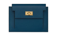 HERMES Kelly Pocket Madame Calfskin Wallet Women's Dark Blue