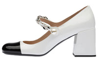 MIU MIU Chunky Heel High Heels 6.5cm Women's White Black