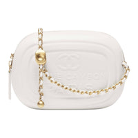 CHANEL Lambskin Crossbody Bag Shoulder Bag Mini Women's White