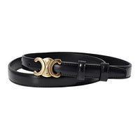 CELINE Leather, Calfskin, Metal Leather Belts Women's Black Width 1.8CM