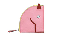 HERMES Mysore Goat Skin Wallets Coin Purses Women's Candy Pink/Brick Red