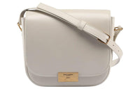 SAINT LAURENT Smooth Cow Leather Saddle Bag Crossbody Shoulder Bag Women's White