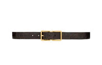 SAINT LAURENT Solid Color Embossed Pin Buckle Leather Leather Belts Women's Brown