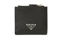PRADA Cow Leather Wallet Mini Women's Black