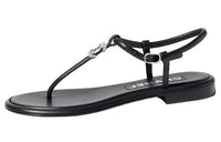 CHANEL Cc Thong Sandals Black Lambskin Women's
