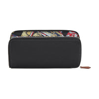 HERMES Silk'In Evercolor With Barenia Calfskin Wallet Women's Black & Multicolor