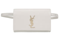 SAINT LAURENT Kate Belt Bag Grain De Poudre Blanc Vintage