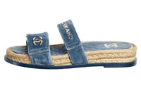 CHANEL Slide Slippers Women's Blue