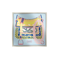 HERMES Silk Silk Scarves Women's Mint/Almond Green/Ocean