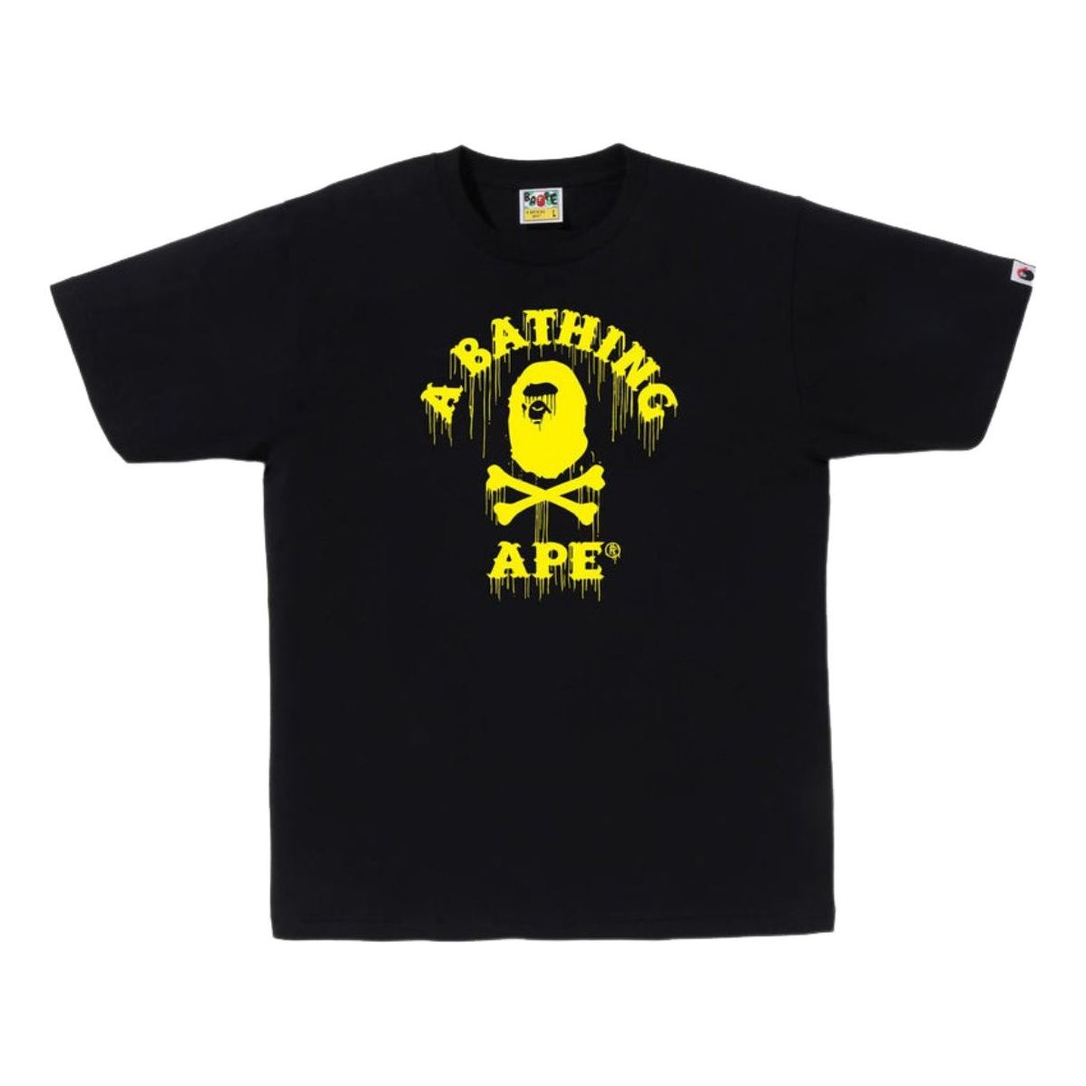 A Bathing Ape Drip Ape Crossbone College T-Shirt 'Black' 4I72-110-006-BLACK