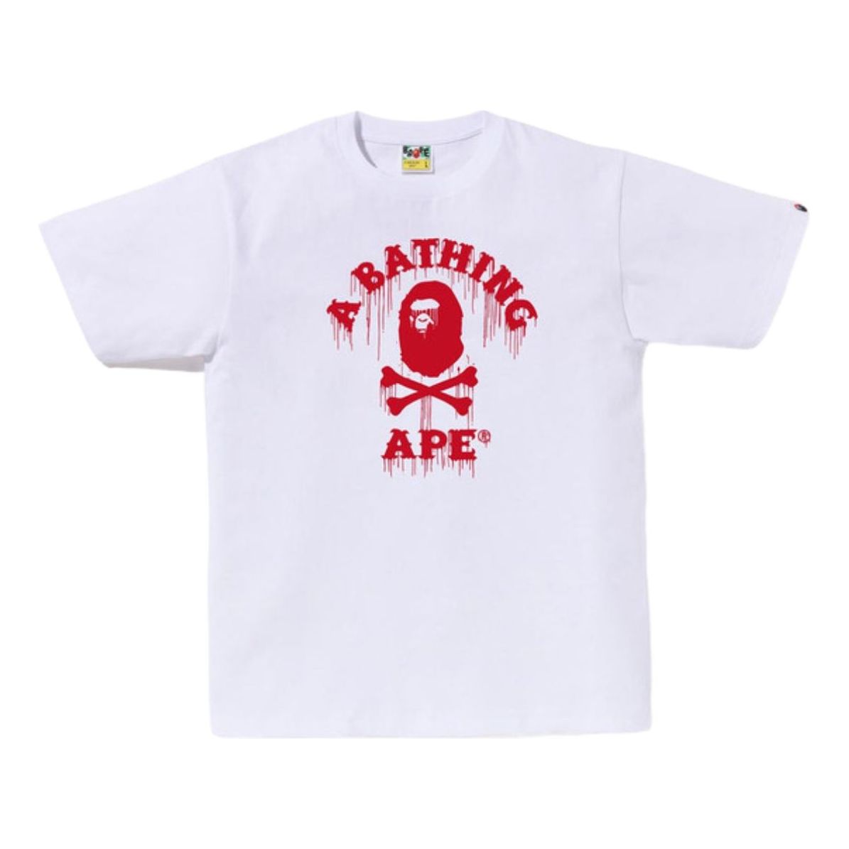 A Bathing Ape Drip Ape Crossbone College Tee 'White' 4I72-110-006-WHITE