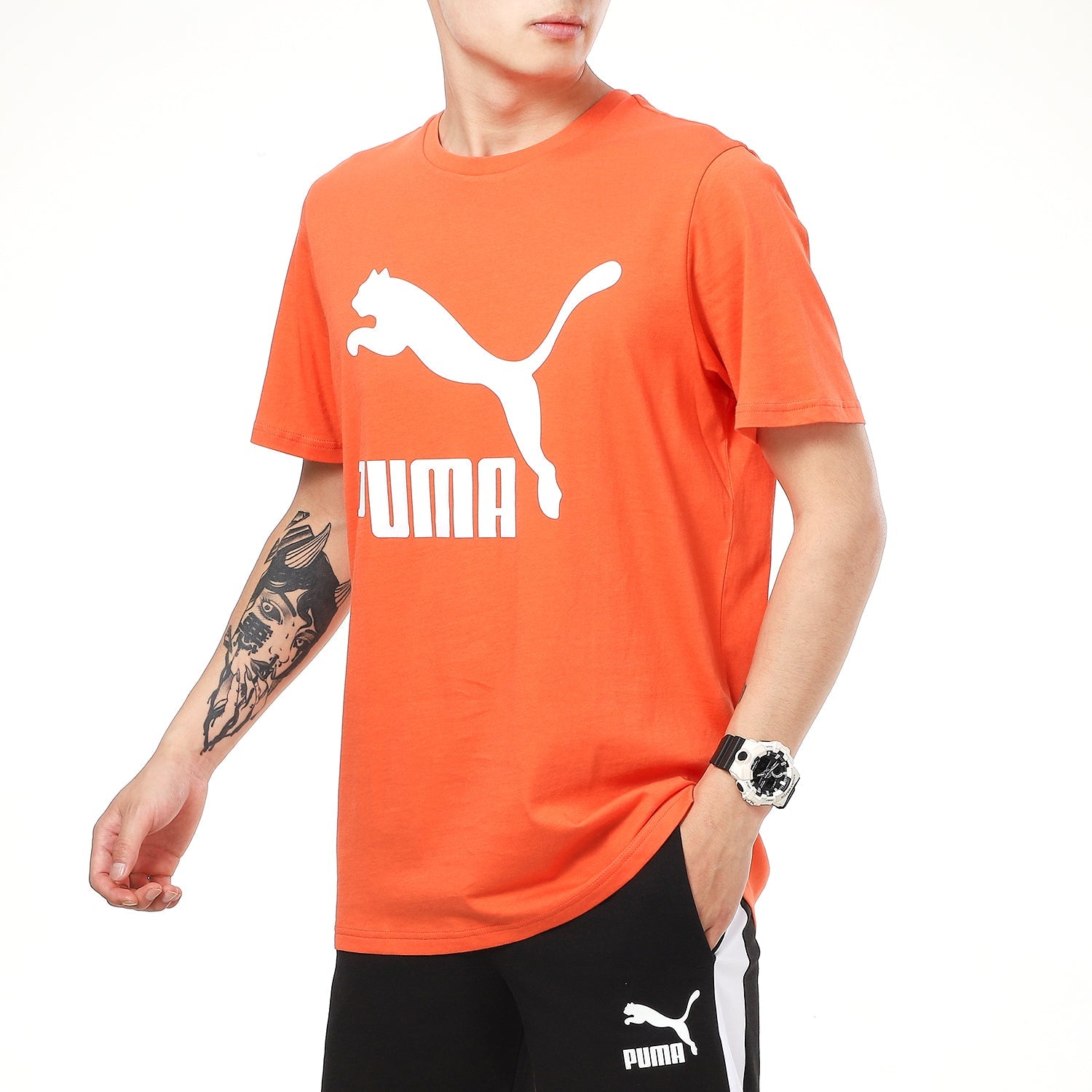PUMA Classics Logo T-Shirt 'Orange White' 532280-79