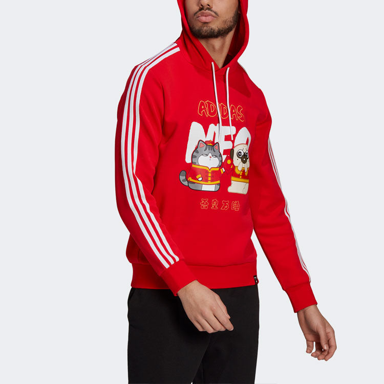 adidas neo x Crossover M Cny Ww Hdy Cartoon Printing Sports Pullover New Year's Edition Red GS5186