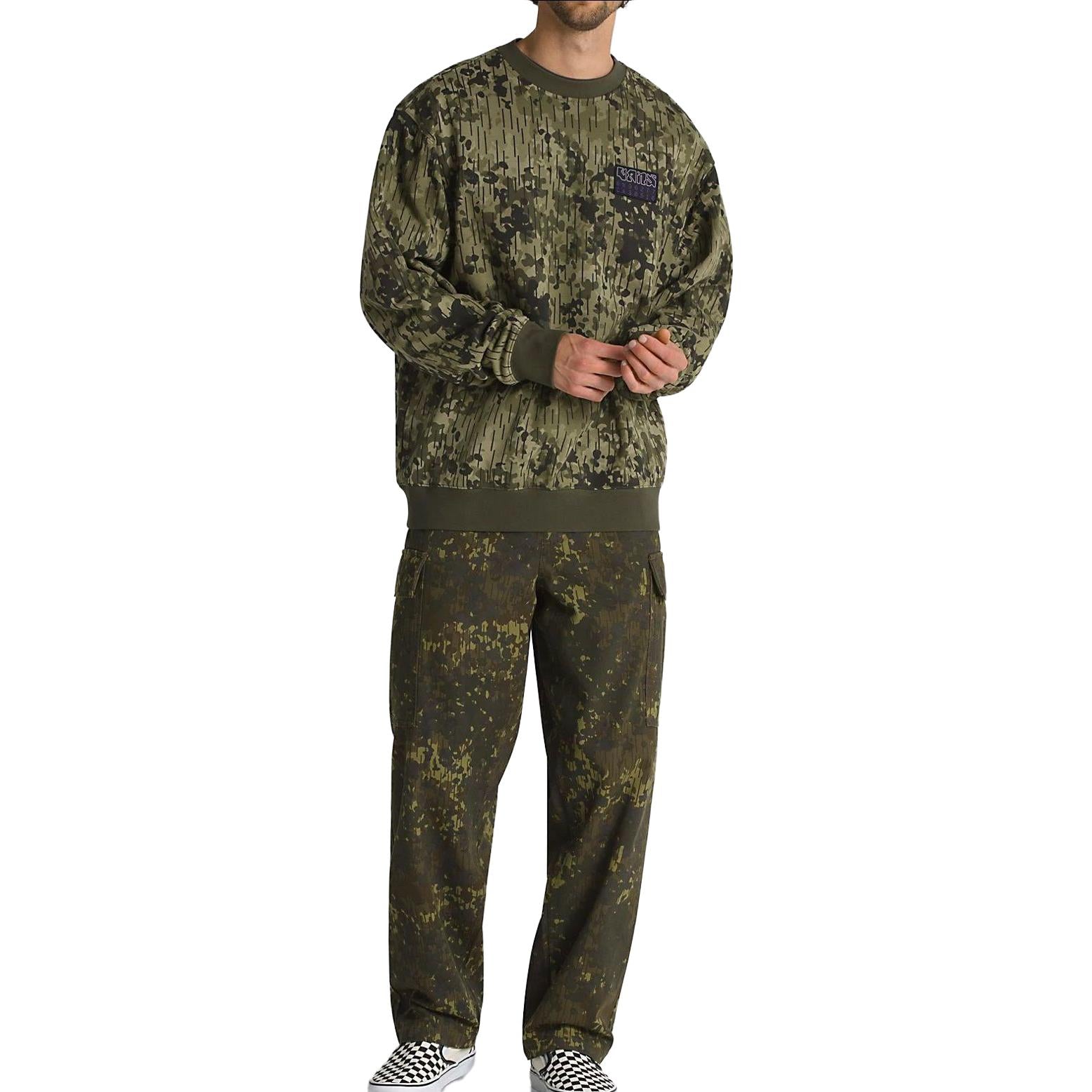 Vans Rain Camo Crew Sweatshirt 'Green' VN0008UKCBI